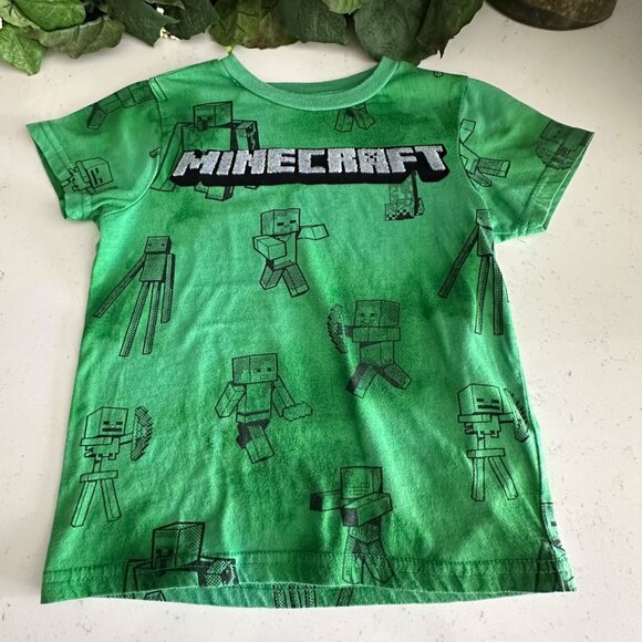 Minecraft Green Graphic T-Shirt XS Mojang Studios Cotton Blend Youth Tee - Picture 1 of 4
